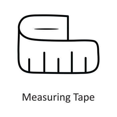 Teyp Vektörü ana hatları ölçülüyor Simge Tasarım illüstrasyonu. Beyaz arkaplan EPS 10 Dosyasında Çalışma Sembolü
