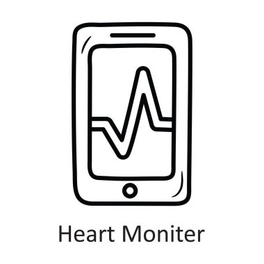  Kalp monitörü Vector ana hatları Simge Tasarımı çizimi. Beyaz arkaplan EPS 10 Dosyasında Çalışma Sembolü