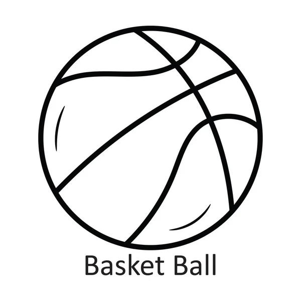 Basket Ball Vector Outline Icono Ilustración Diseño Símbolo Viaje Sobre — Vector de stock
