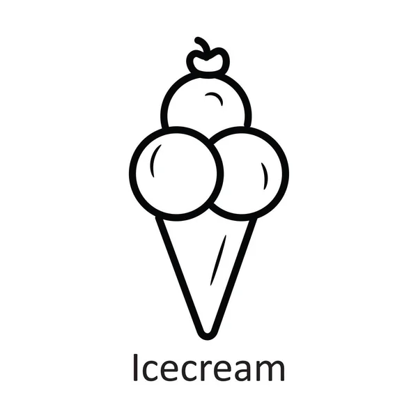 Ice Cream Vector Outline Icon Design Illustration Travel Symbol White — Stock Vector