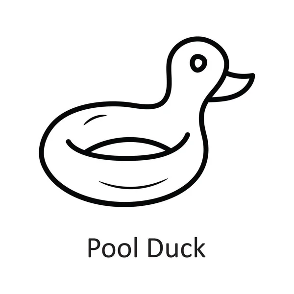Pool Duck Vector Outline Icon Ontwerp Illustratie Travel Symbool Witte — Stockvector