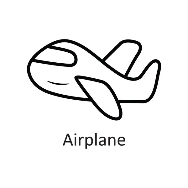 Vliegtuig Vector Outline Icon Ontwerp Illustratie Travel Symbool Witte Achtergrond — Stockvector