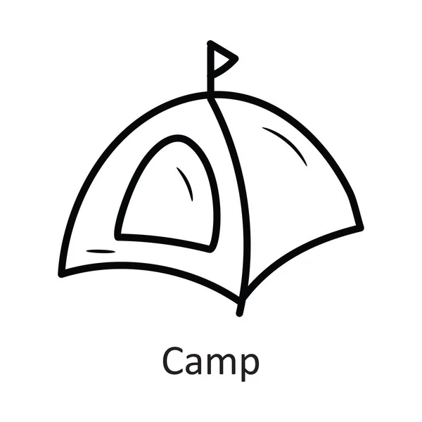 Camp Vector Outline Icon Design Illustration Reisesymbol Auf Weißem Hintergrund — Stockvektor