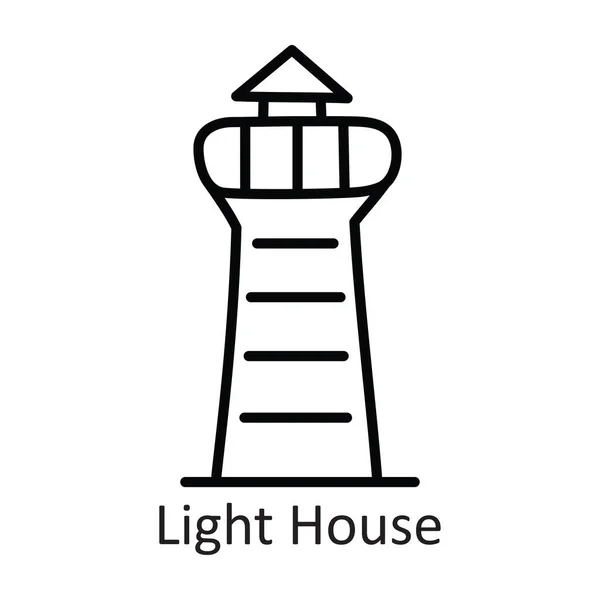 Light House Vector Outline Icono Ilustración Diseño Símbolo Viaje Sobre — Archivo Imágenes Vectoriales