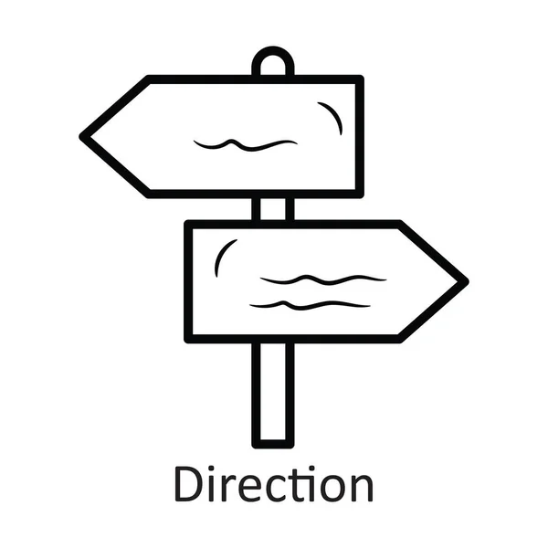 Richting Vector Outline Icon Ontwerp Illustratie Travel Symbool Witte Achtergrond — Stockvector