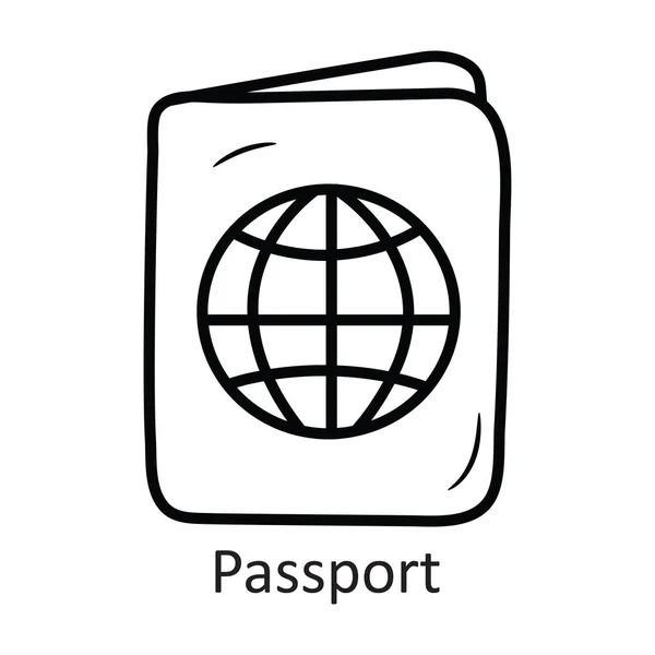 护照矢量概要图标设计说明 白色背景下的旅行符号Eps 10文件 — 图库矢量图片