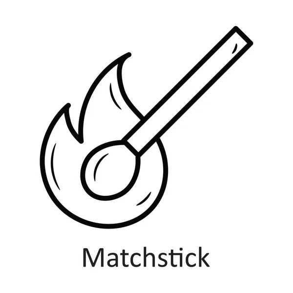 Matchstick Vector Outline Icono Ilustración Diseño Símbolo Viaje Sobre Fondo — Vector de stock