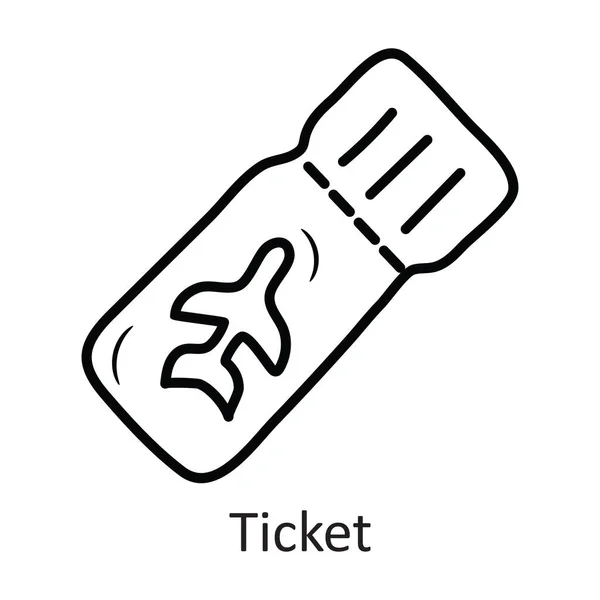 Biljett Vektor Skissera Ikonen Design Illustration Resor Symbol Vit Bakgrund — Stock vektor
