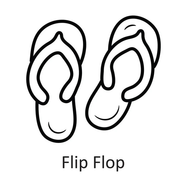 Flip Flop Vector Περίγραμμα Εικονίδιο Σχεδιασμός Εικονογράφηση Ταξιδιωτικό Σύμβολο Λευκό — Διανυσματικό Αρχείο