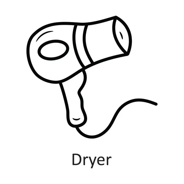 Dryer Vector Outline Icon Design Ilustração Símbolo Viagem Fundo Branco —  Vetores de Stock