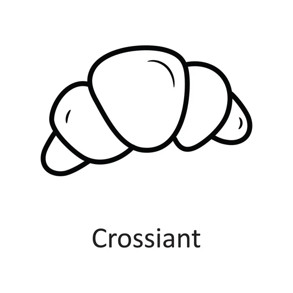Croissant Vector Outline Icon Design Illustration Dalam Bahasa Inggris Simbol - Stok Vektor