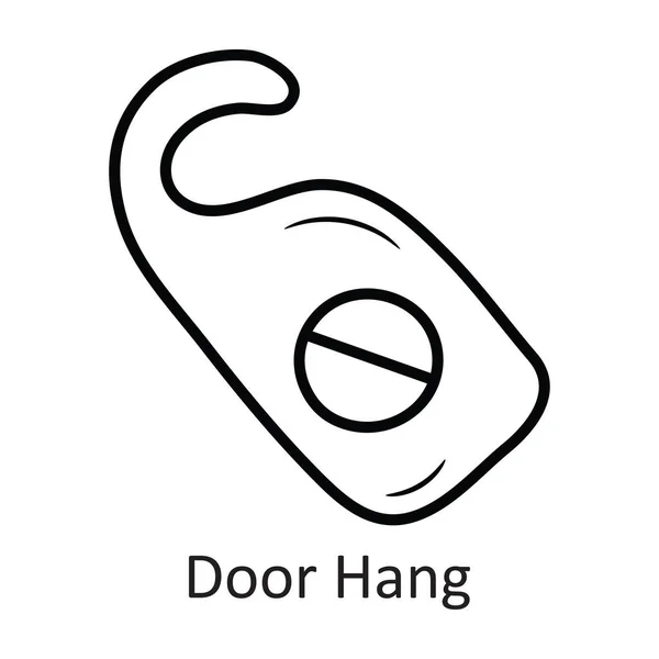 Door Hang Vector Outline Icon Design Illustration Travel Symbol White — Stock Vector