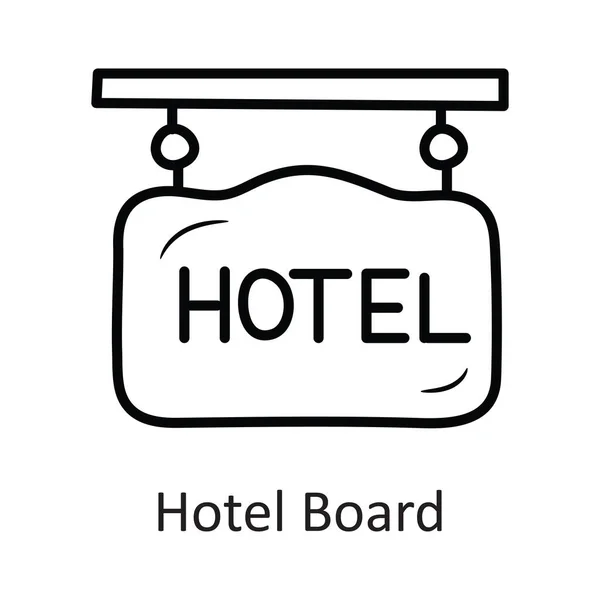 ホテルボードベクターアウトラインアイコンデザインイラスト ホワイトバックグラウンドのトラベルシンボル Eps 10ファイル — ストックベクタ