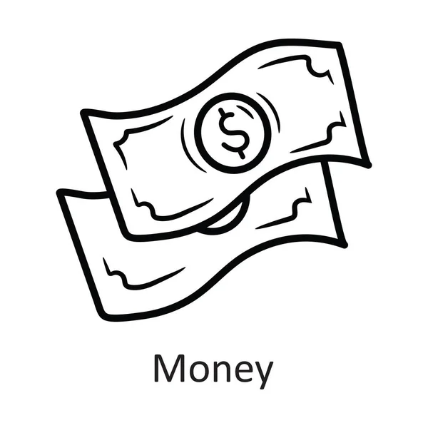 Money Vector Outline Icon Design Illustration Travel Symbol White Background — Stock Vector