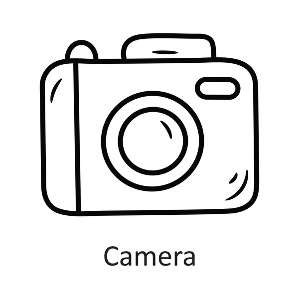 カメラベクターアウトラインアイコンデザインイラスト ホワイトバックグラウンドのトラベルシンボル Eps 10ファイル — ストックベクタ