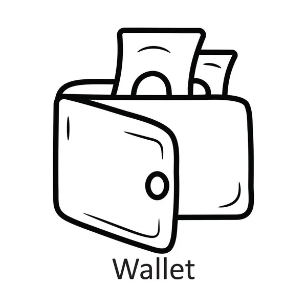 Wallet Vector Outline Icono Ilustración Diseño Símbolo Viaje Sobre Fondo — Vector de stock