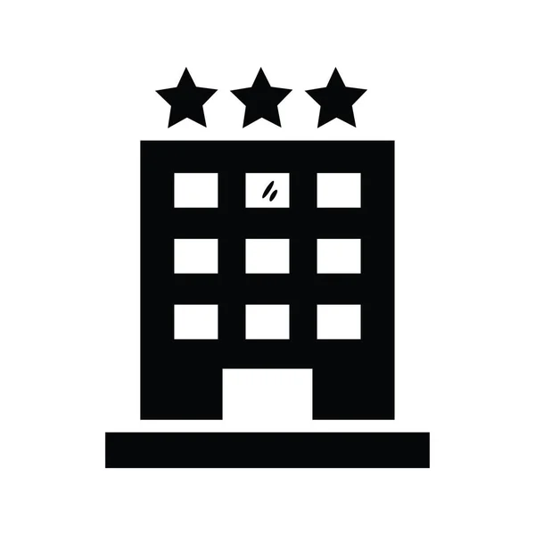 Hotel Vector Στερεά Εικονίδιο Σχεδιασμός Εικονογράφηση Ταξιδιωτικό Σύμβολο Λευκό Φόντο — Διανυσματικό Αρχείο