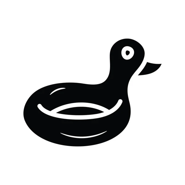 Bazén Duck Vector Plná Ikona Design Ilustrace Cestovní Symbol Bílém — Stockový vektor
