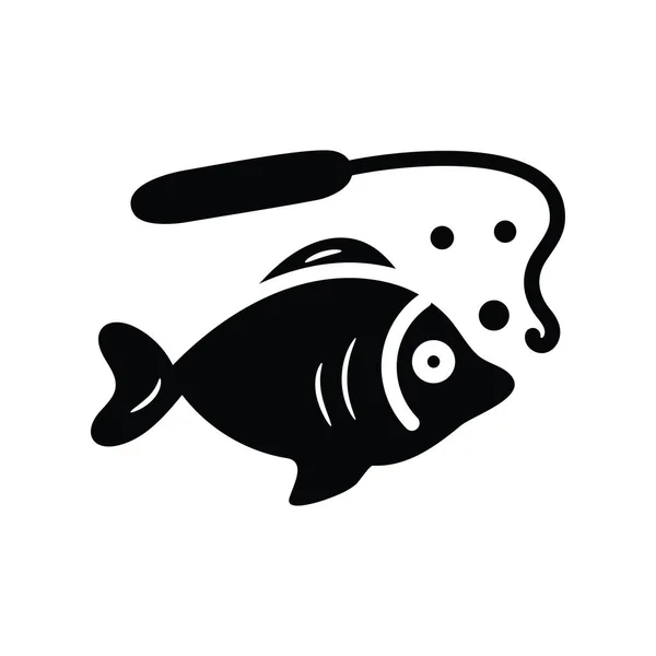 Horgászbot Vektor Szilárd Ikon Design Illusztráció Utazási Szimbólum Fehér Háttér — Stock Vector