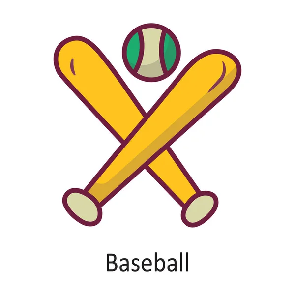 Baseball Vectoriel Contour Rempli Icône Illustration Conception Symbole Entraînement Sur — Image vectorielle