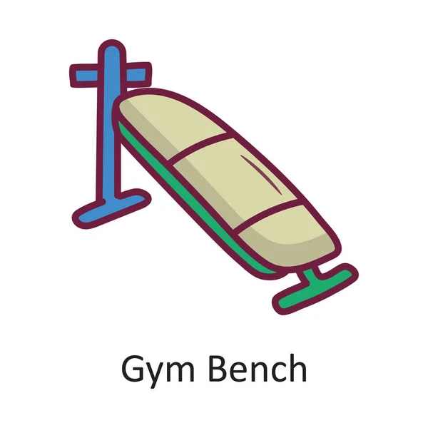 Gym Bench Vector Gefüllte Umrisse Icon Design Illustration Trainingssymbol Auf — Stockvektor