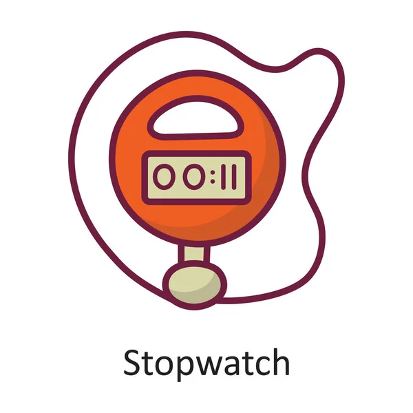 Stopwatch Vector Filled Outline Icon Design Illustration Workout Symbol White — Stock Vector