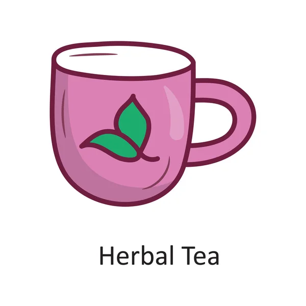 Herbal Tea Vector Esboço Preenchido Icon Design Ilustração Símbolo Treino —  Vetores de Stock