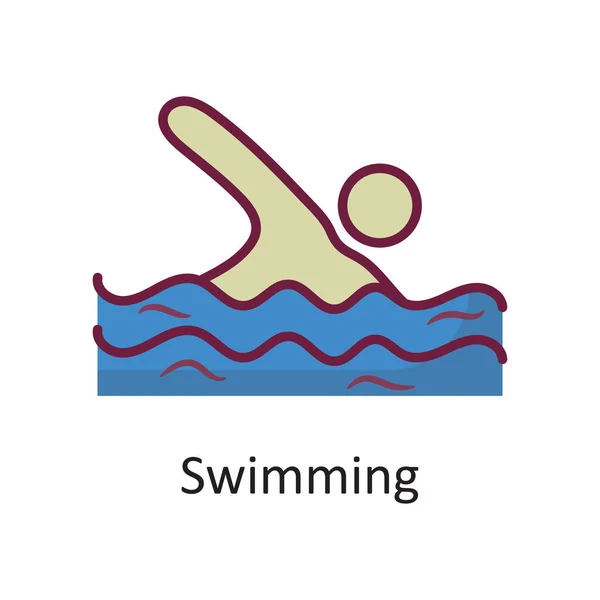 Swimming Vector Filled Outline Icon Design Illustration Workout Symbol White — Stock Vector