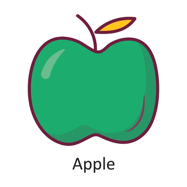 Apple Vector Contour Rempli Icône Illustration Conception Symbole Entraînement Sur — Image vectorielle