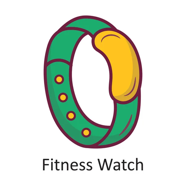 Fitness Watch Vector Filled Outline Icon Design Illustration Workout Symbol — Stock Vector