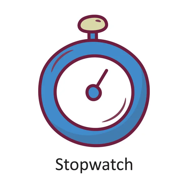 Stopwatch Vector Gevulde Omtrek Icon Ontwerp Illustratie Workout Symbool Witte — Stockvector