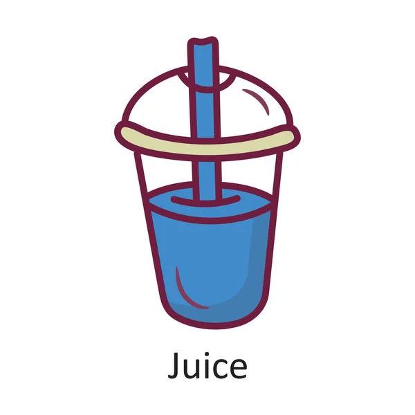 Juice Vector Gefüllte Umrisse Icon Design Illustration Trainingssymbol Auf Weißem — Stockvektor