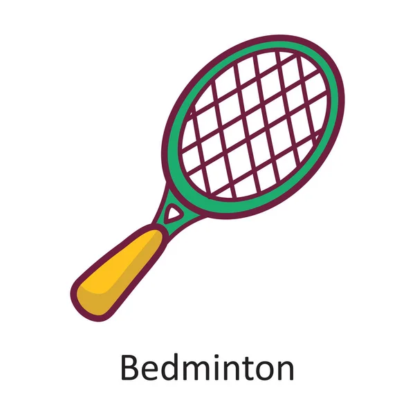 Badminton Vector Esboço Preenchido Icon Design Illustration Símbolo Treino Fundo — Vetor de Stock