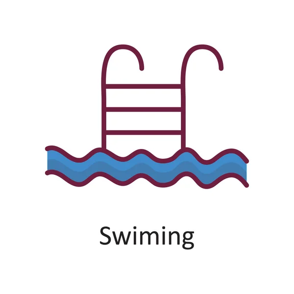 Pływanie Wektor Wypełniony Zarys Ikona Projekt Ilustracji Symbol Treningu Białym — Wektor stockowy