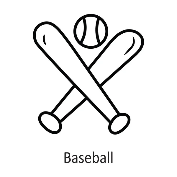 Beyzbol Vektörü Ana Hatları Simge Tasarımı Çizimi Beyaz Arkaplan Eps — Stok Vektör