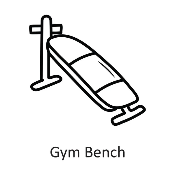 Γυμναστήριο Bench Vector Περίγραμμα Εικονίδιο Σχεδιασμός Εικονογράφηση Σύμβολο Workout Λευκό — Διανυσματικό Αρχείο