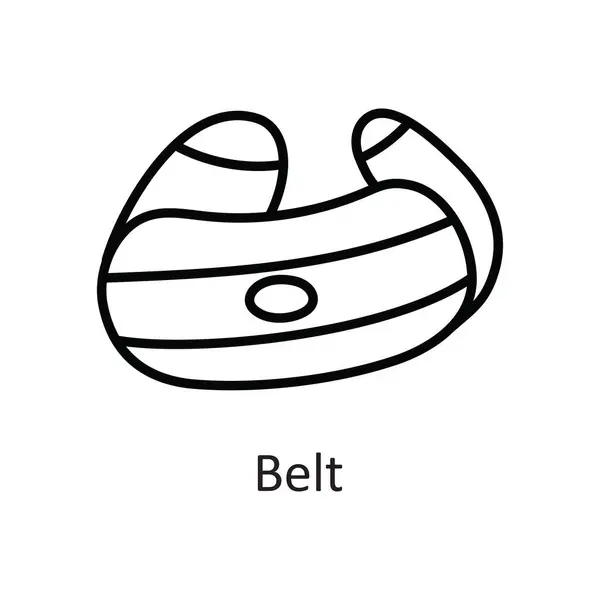 Cinturón Vector Esquema Icono Diseño Ilustración Símbolo Entrenamiento Sobre Fondo — Vector de stock