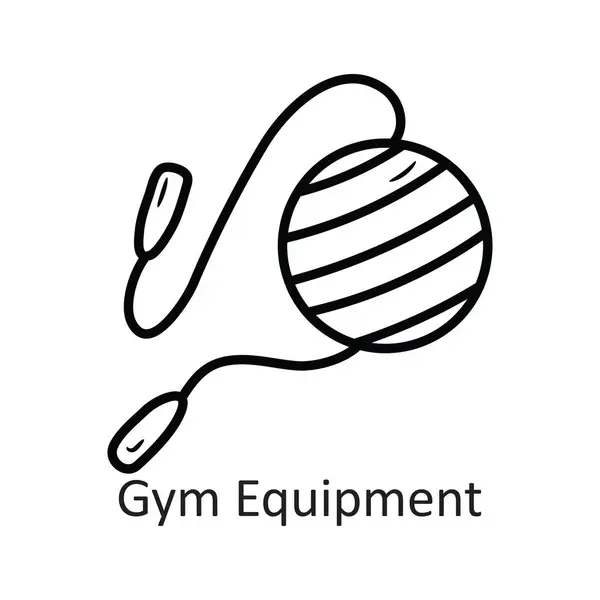 Gym Utrustning Vector Skissera Ikonen Design Illustration Workout Symbol Vit — Stock vektor