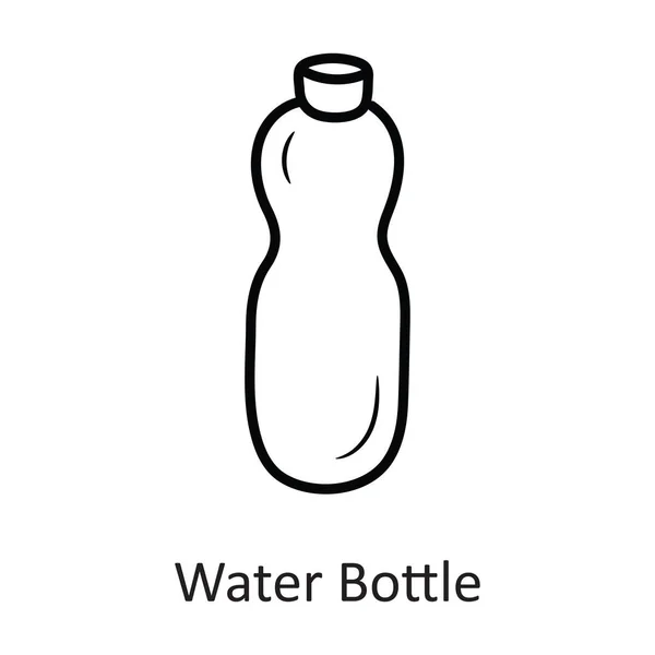 Water Bottle Vector Zarys Ikona Projekt Ilustracji Symbol Treningu Białym — Wektor stockowy