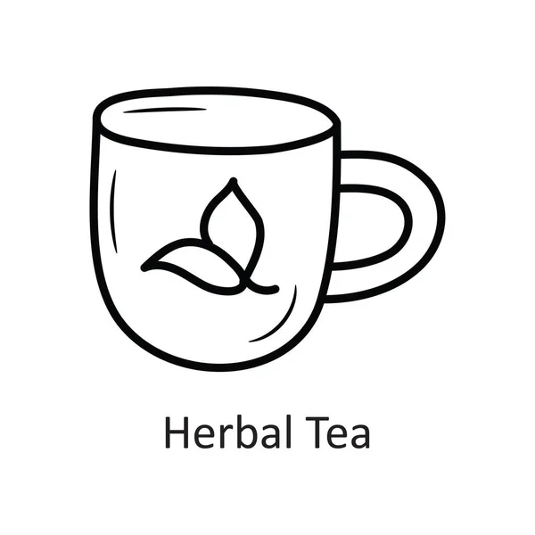 Herbal Tea Vector Esboço Ícone Design Ilustração Símbolo Treino Fundo —  Vetores de Stock