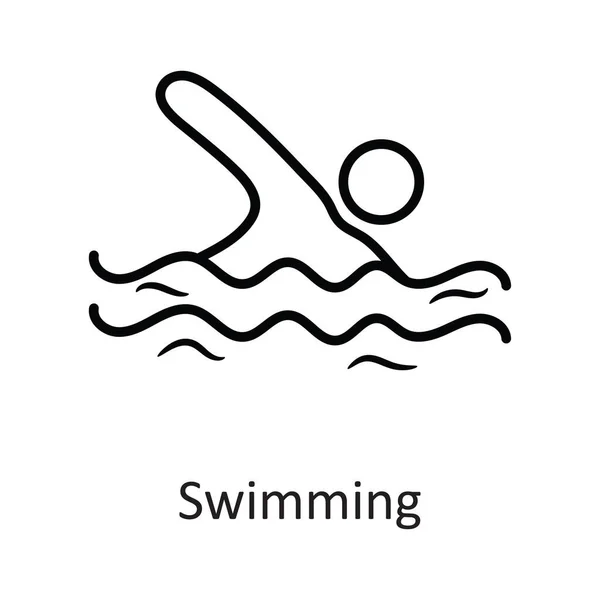 Plavání Vektorový Obrys Ikona Design Ilustrace Symbol Cvičení Bílém Pozadí — Stockový vektor