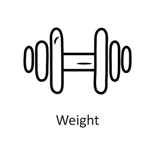 Gewicht Vector Overzicht Pictogram Ontwerp Illustratie Workout Symbool Witte Achtergrond — Stockvector
