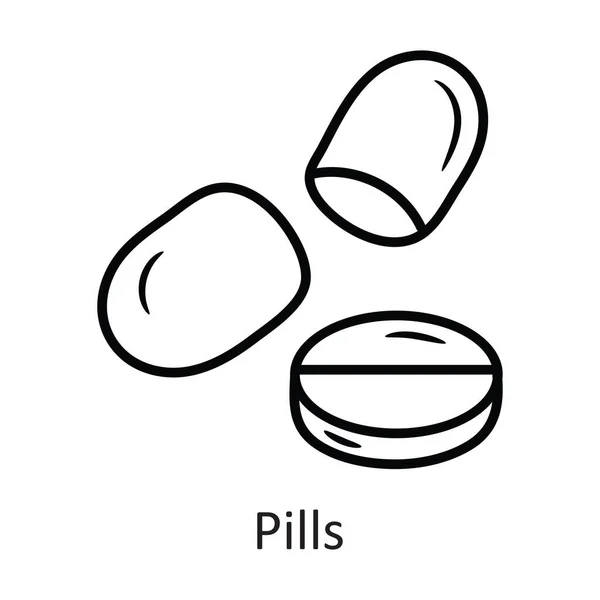 Pills Vector Skissera Ikonen Design Illustration Workout Symbol Vit Bakgrund — Stock vektor
