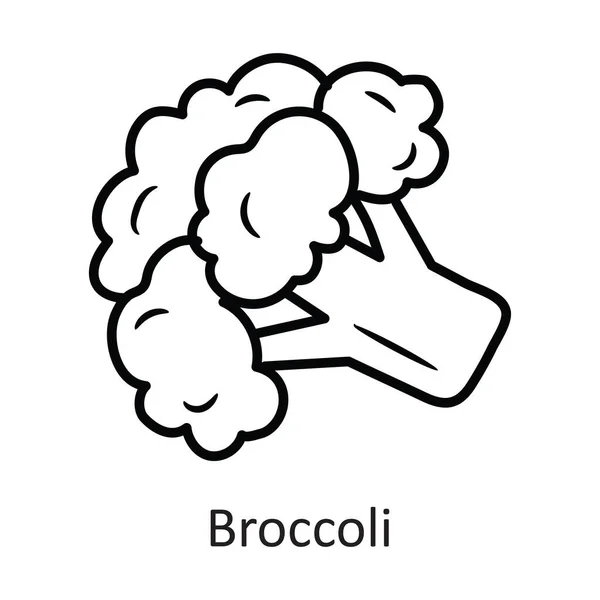 Broccoli Vector Skissera Ikonen Design Illustration Workout Symbol Vit Bakgrund — Stock vektor
