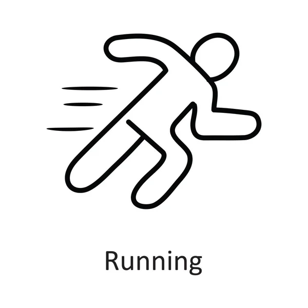 Running Vector Zarys Icon Design Ilustracji Symbol Treningu Białym Tle — Wektor stockowy