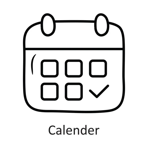Calendar Vector Outline Icon Design Illustration Workout Symbol White Background — Stock Vector