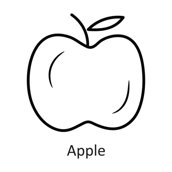 Яблочный Вектор Наброска Иконки Дизайн Иллюстрации Символ Тренировки Белом Фоне — стоковый вектор