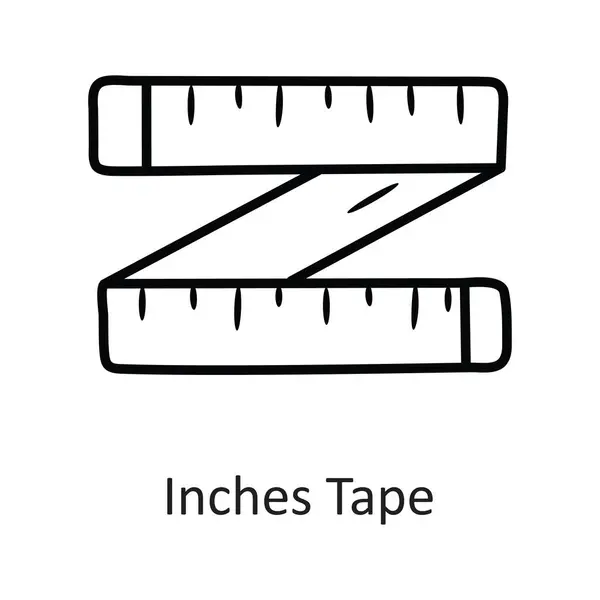 Inches Tape Vector Outline Icon Design Illustration Symbol Cvičení Bílém — Stockový vektor