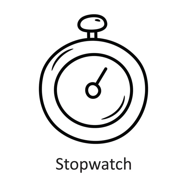 Годинник Векторний Контур Ілюстрації Дизайну Піктограм Символ Тренування Білому Тлі — стоковий вектор
