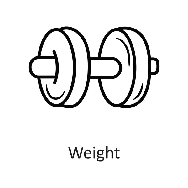 Gewicht Vector Overzicht Pictogram Ontwerp Illustratie Workout Symbool Witte Achtergrond — Stockvector